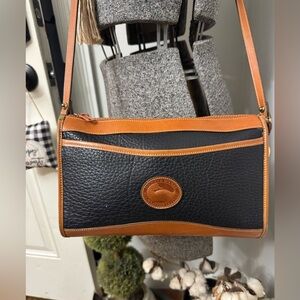 Vintage Navy Dooney & Bourke Shoulder Bag with British Tan Trim